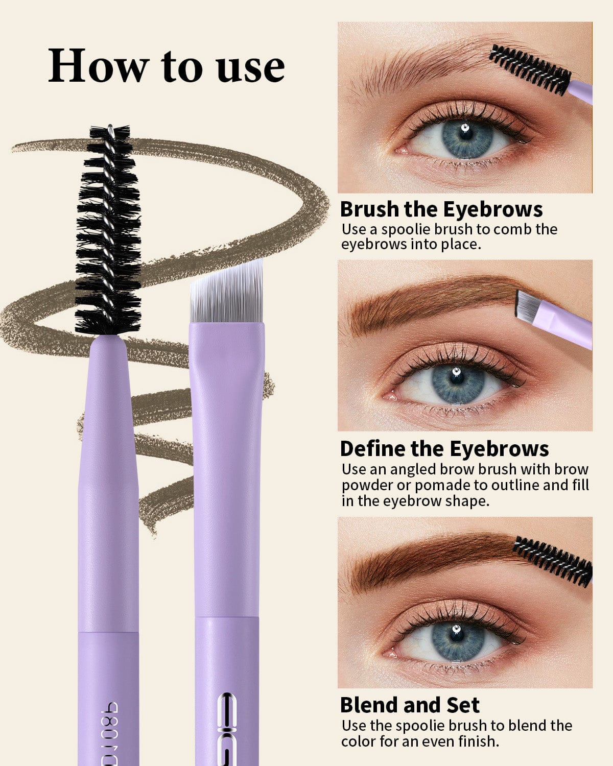 EIGSHOW Eyebrow Brush,Double Ended Angled Eyebrow Brush for Definition of Eyebrows and Eyeliner,Spiral Brush for Eyebrow or Eyelash(D108P)