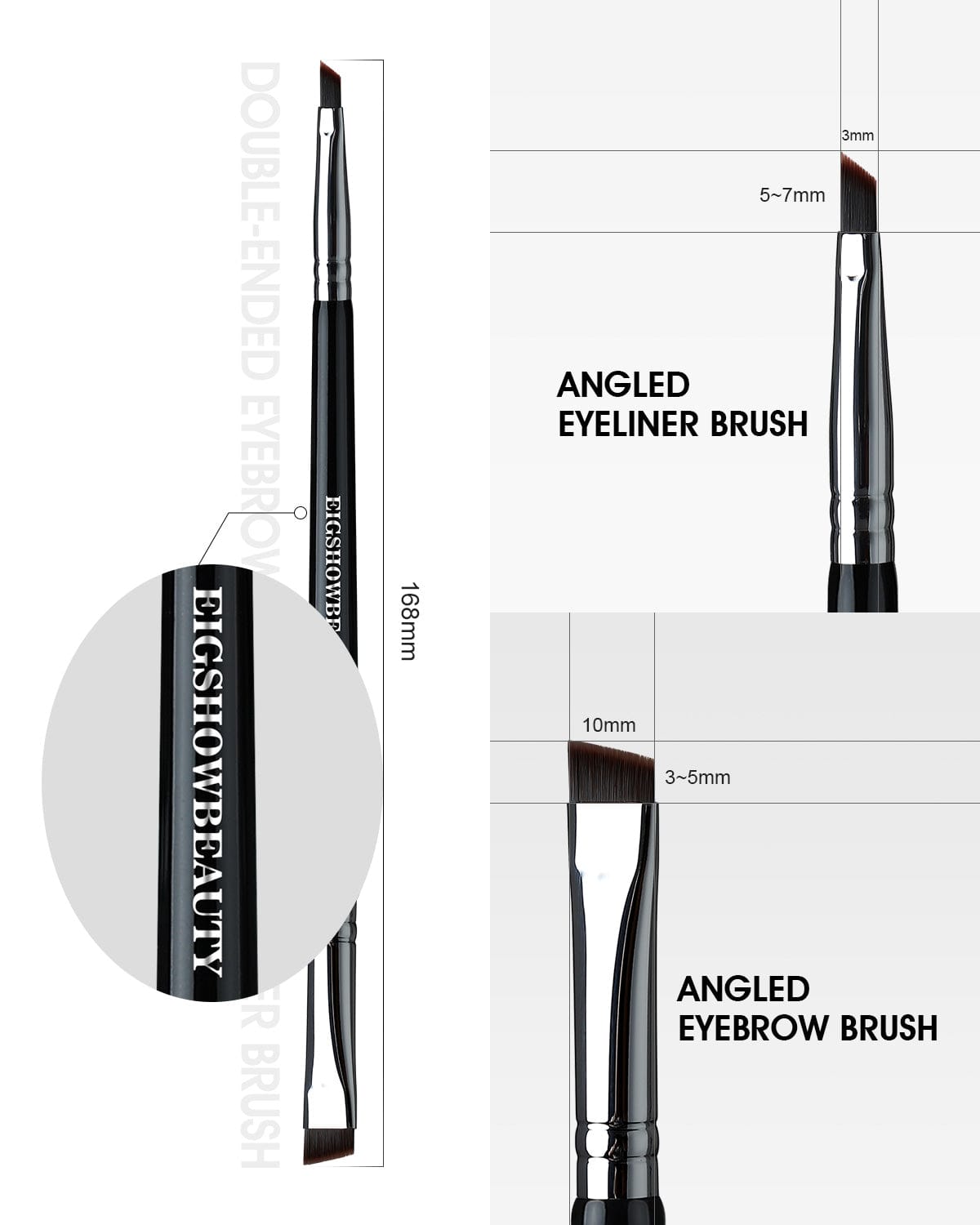 D104 - EigshowBeauty Duo Brush for Eyebrow & Eyeliner