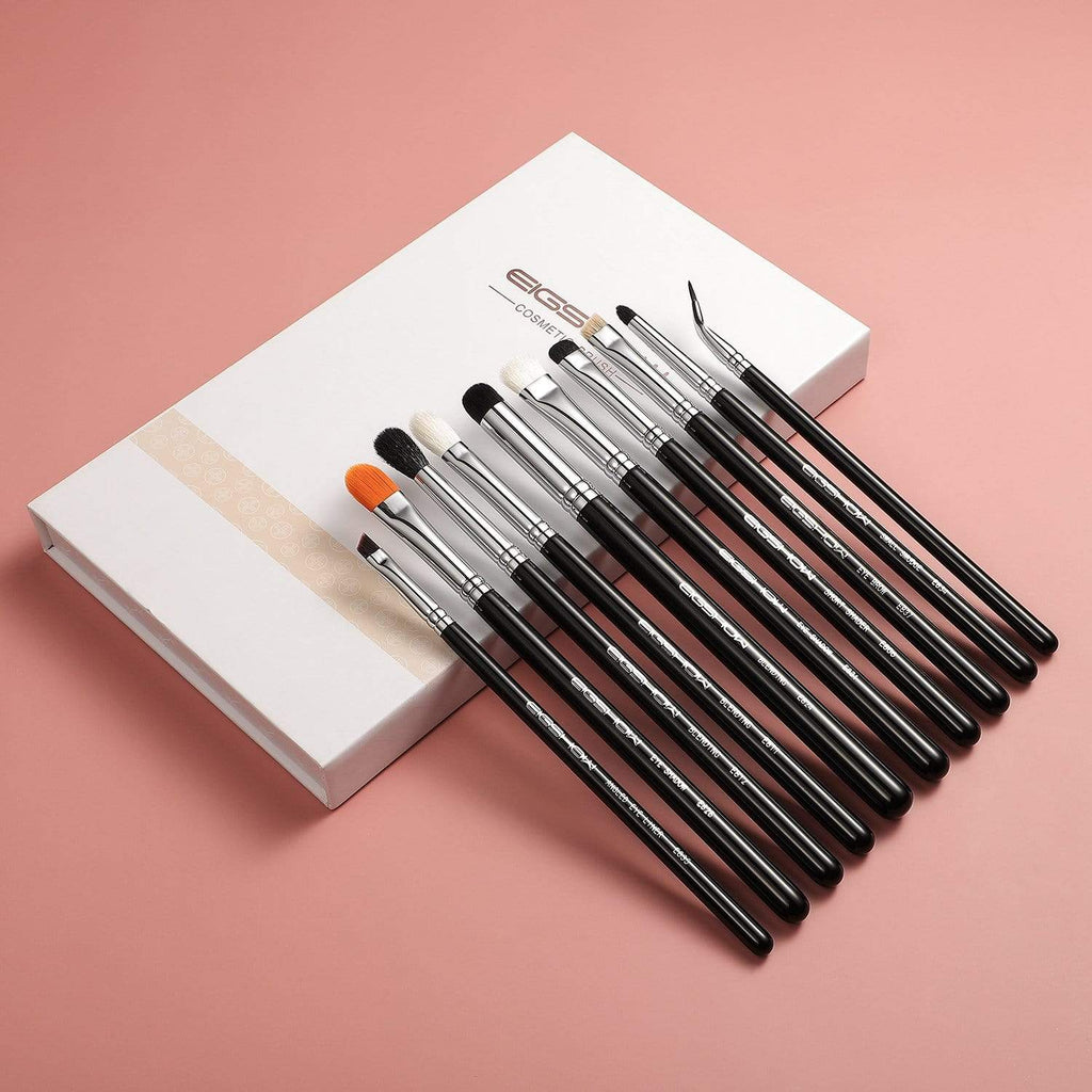 10 PCS EYE BRUSH KIT - BRIGHT SILVER