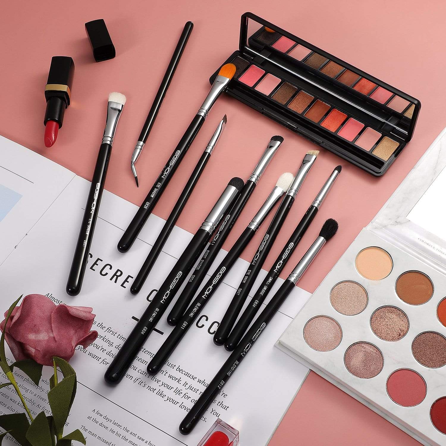 10 PCS EYE BRUSH KIT - BRIGHT SILVER