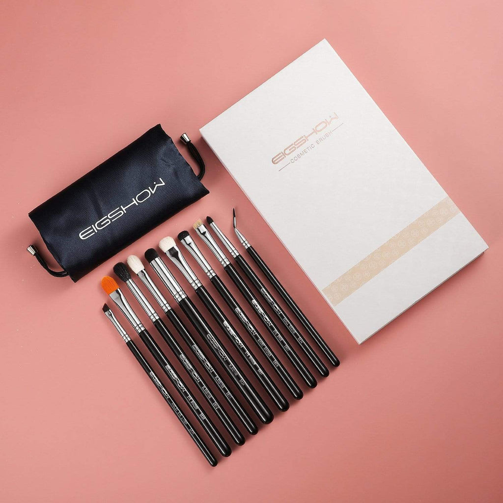 10 PCS EYE BRUSH KIT - BRIGHT SILVER