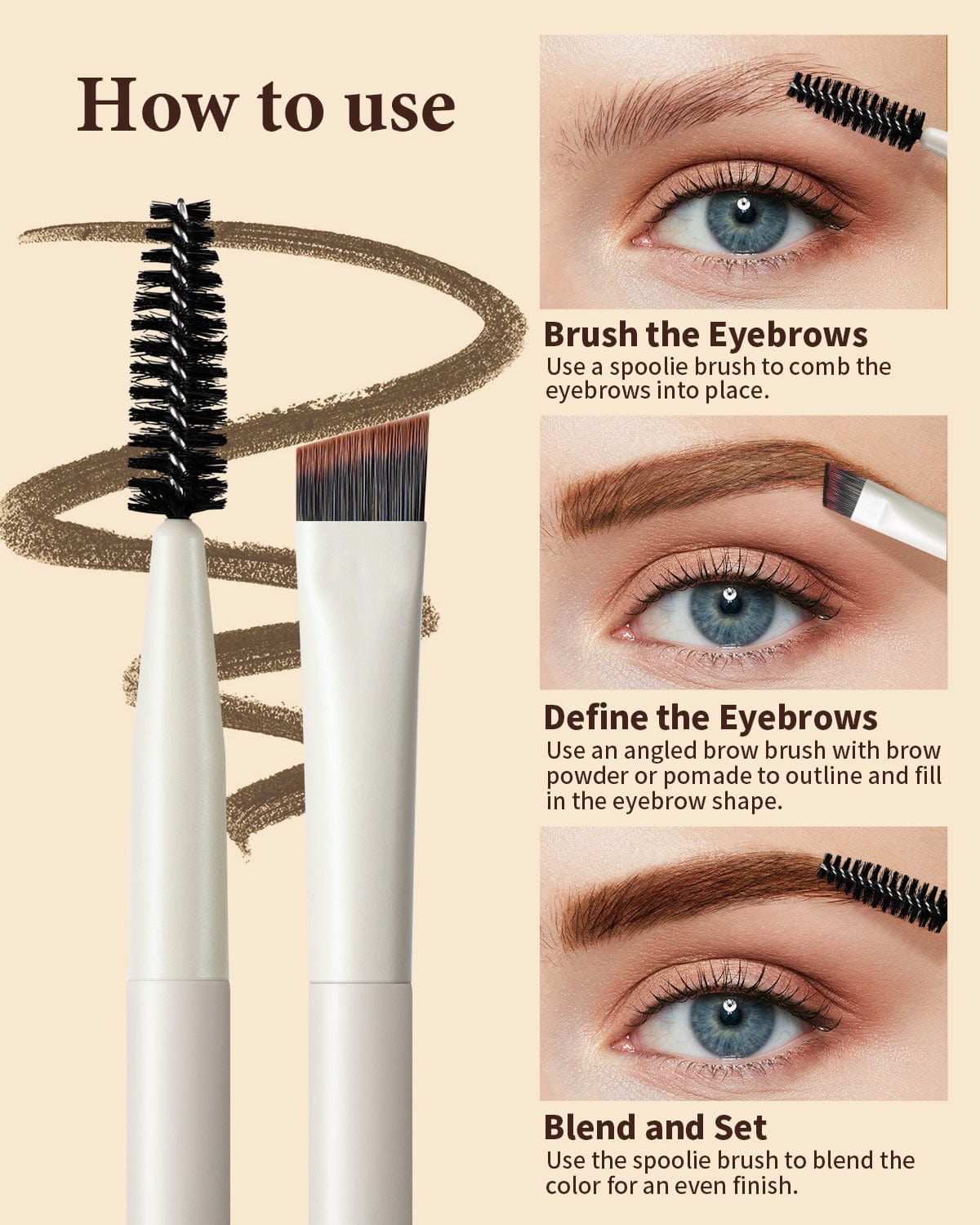 Duo Eyebrow Brush D108 - Ivory