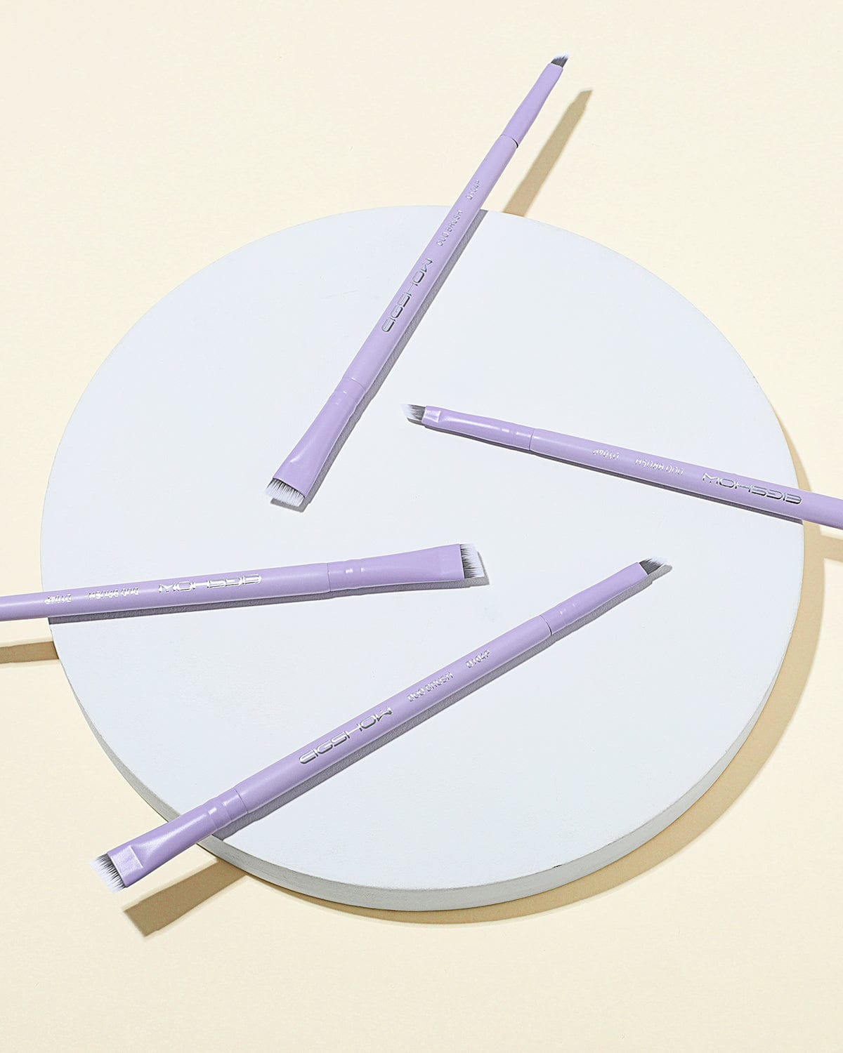 EIGSHOW Double‑Ended Eyeliner & Brow Brush – Antibacterial Fiber, Precision Tool Purple(D104P)