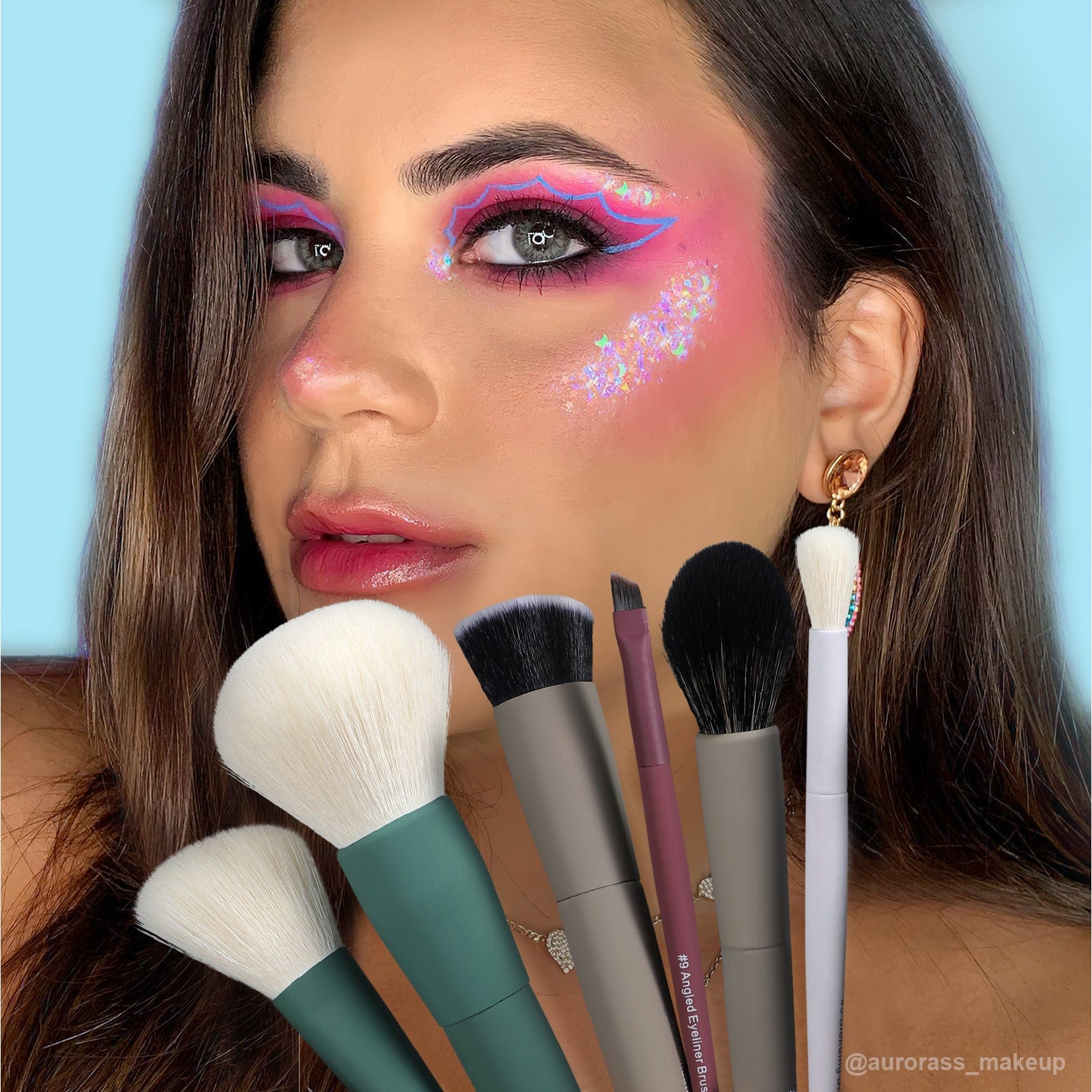 5-COLOR SERIES - 9 PCS MAKEUP BRUSH KIT