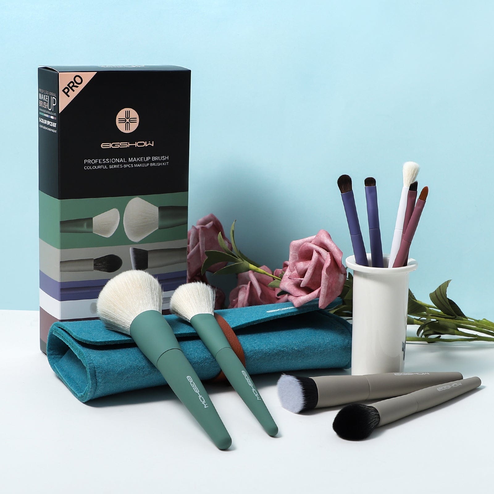 5-COLOR SERIES - 9 PCS MAKEUP BRUSH KIT