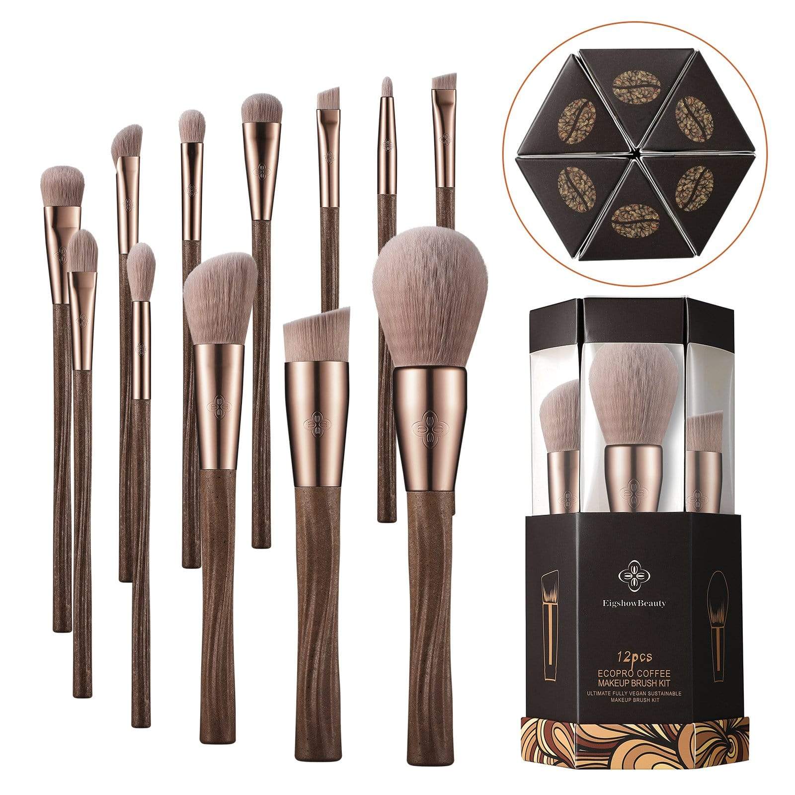 EigshowBeauty  Ecopro 12 PCS Coffee Makeup Brush Kit