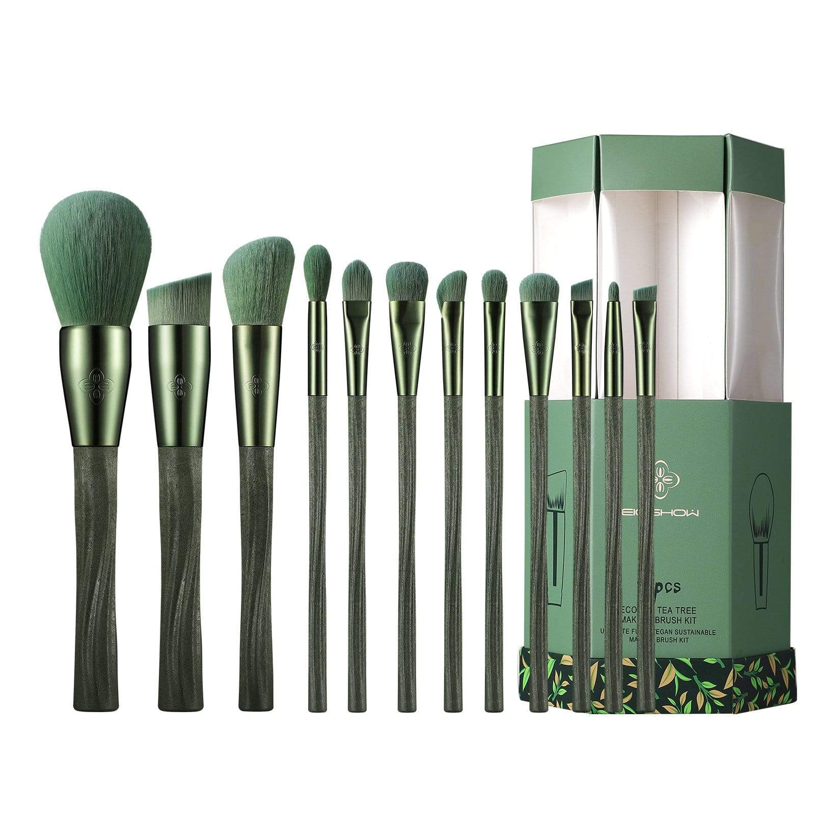 EigshowBeauty Ecopro 12 PCS Tea Makeup Brush Kit