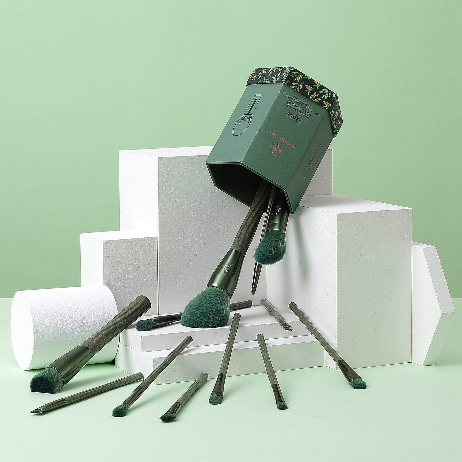 EigshowBeauty Ecopro 12 PCS Tea Makeup Brush Kit