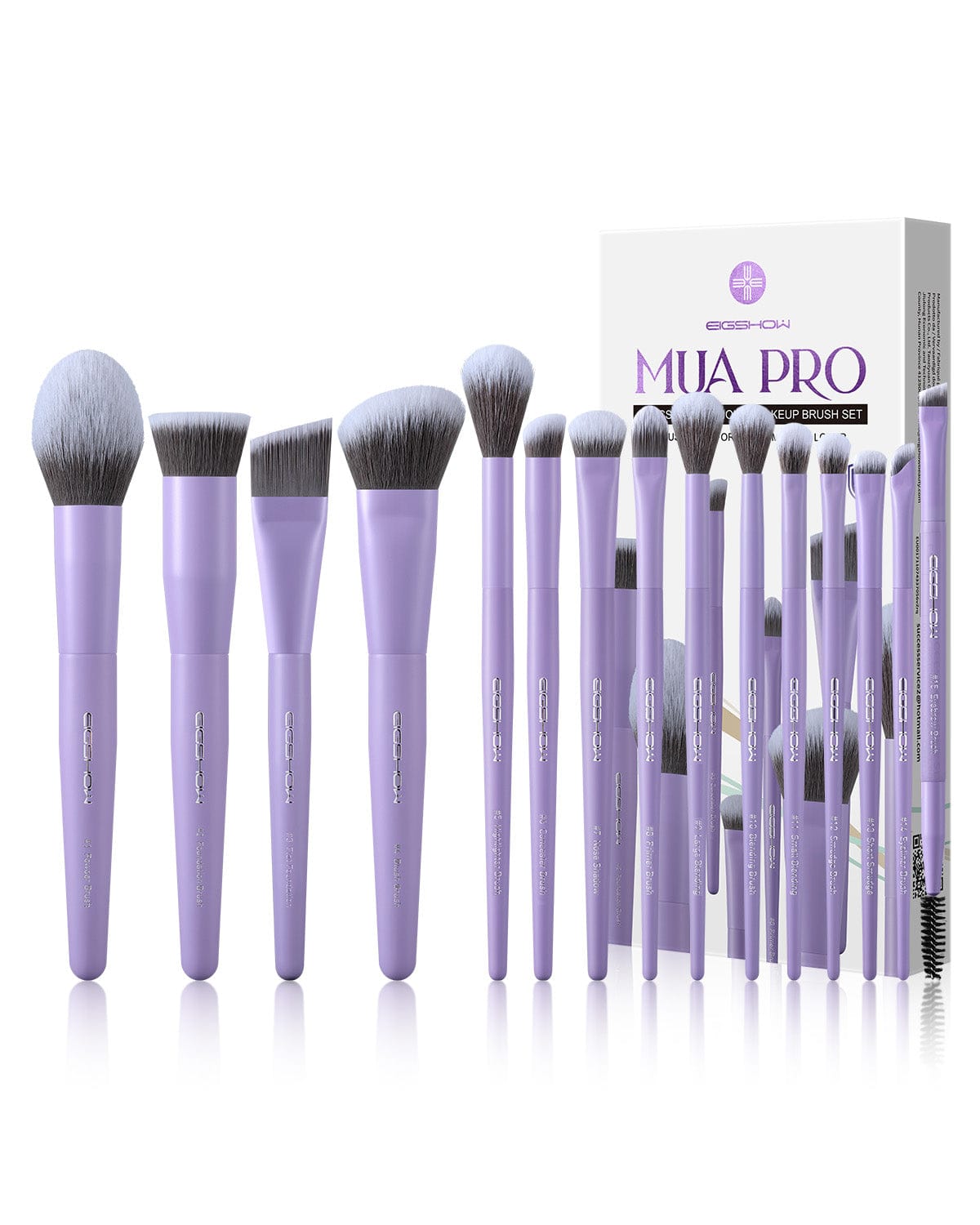 EIGSHOW 15PCS Makeup Brushes Set– Silver Ion Technology for Clean & Fresh Application(MUA PRO 15 GOLD PURPLE)