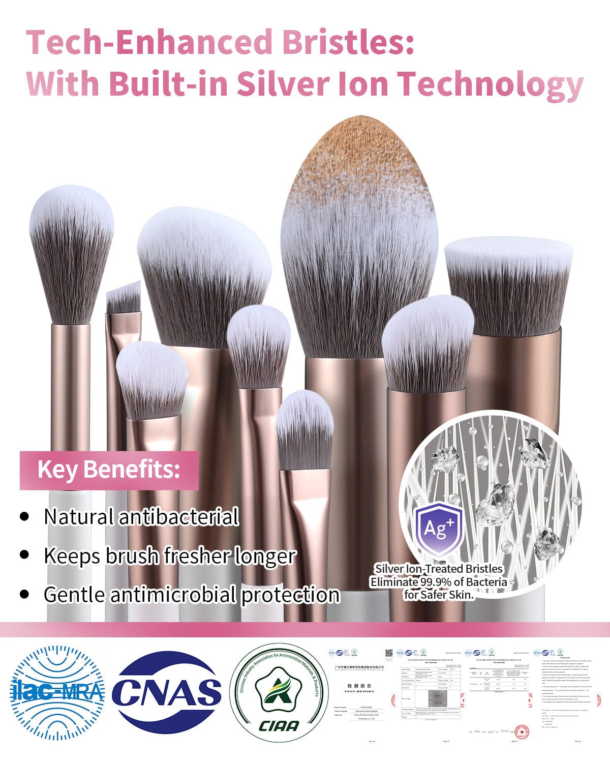 EIGSHOW 15PCS Makeup Brushes Set– Silver Ion Technology for Clean & Fresh Application(MUA PRO 15 GOLD PURPLE)