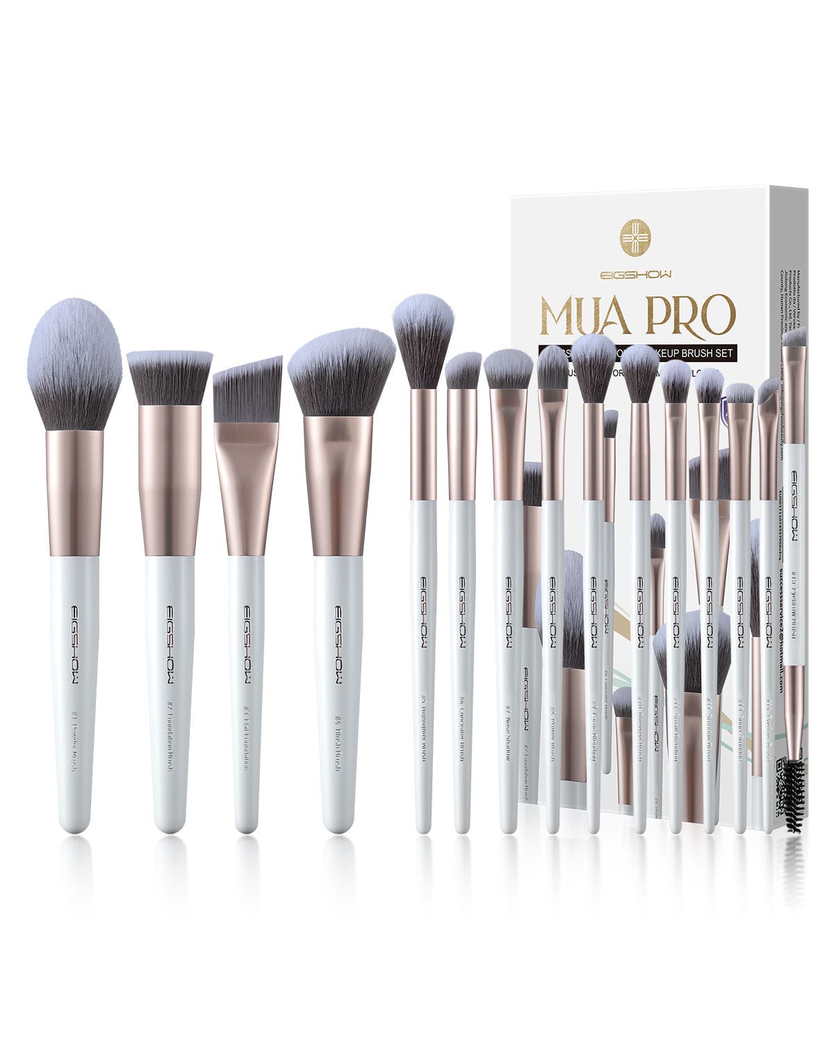EIGSHOW 15PCS Makeup Brushes Set– Silver Ion Technology for Clean & Fresh Application(MUA PRO 15 GOLD PURPLE)