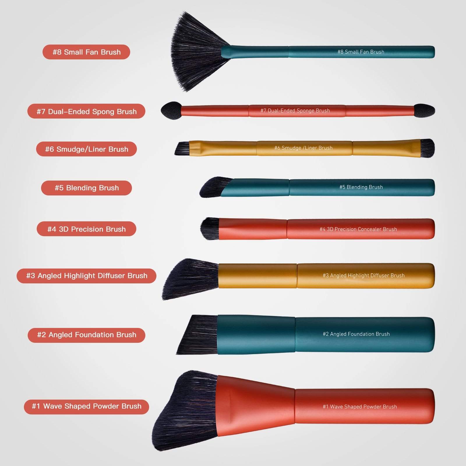 EIGSHOW Beauty 8pcs Makeup Brushes, Featuring Angled Eyeliner Brush, Foundation Brush & Beauty Blender with Case & Brush Cleaner - Gift Kit