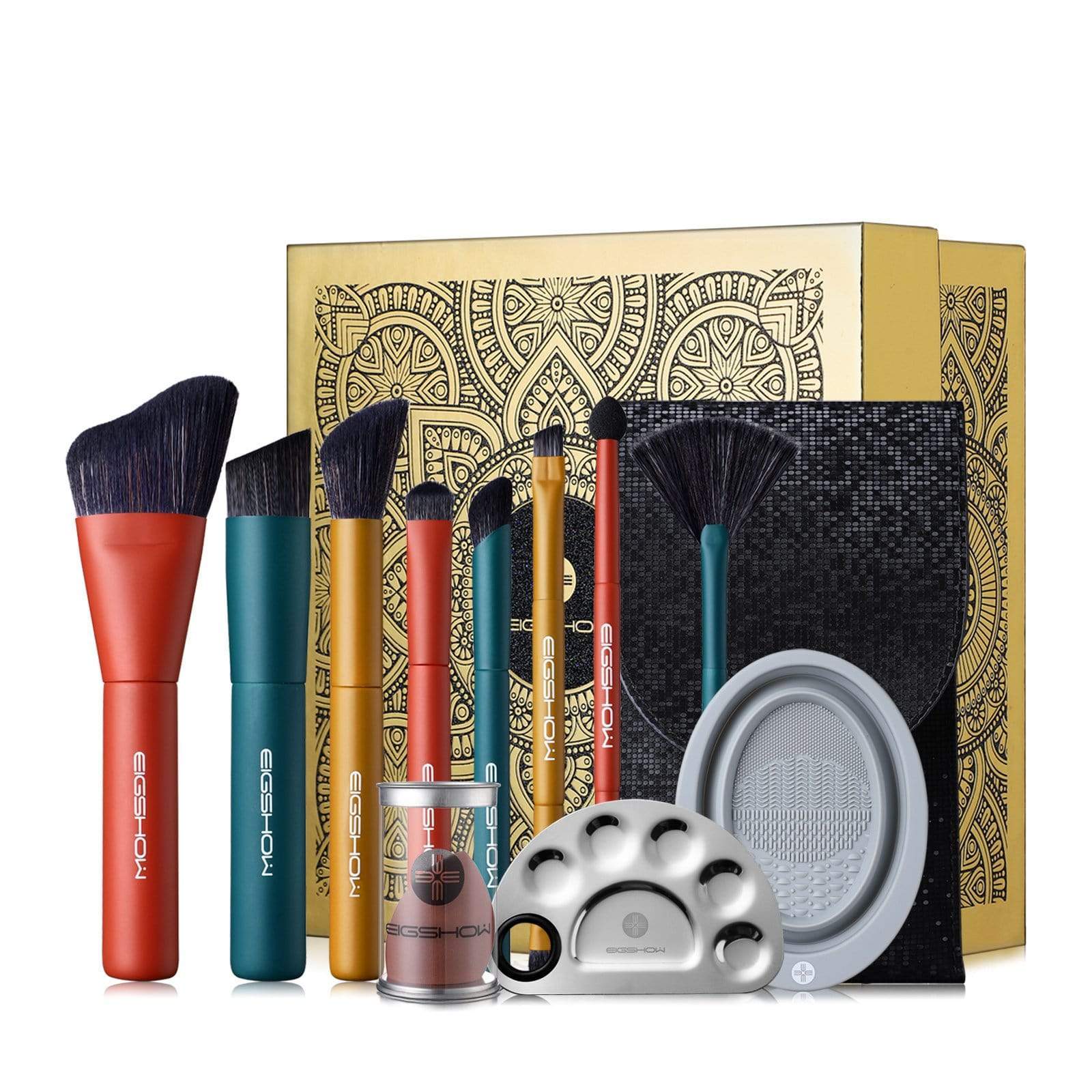 EIGSHOW Beauty 8pcs Makeup Brushes, Featuring Angled Eyeliner Brush, Foundation Brush & Beauty Blender with Case & Brush Cleaner - Gift Kit