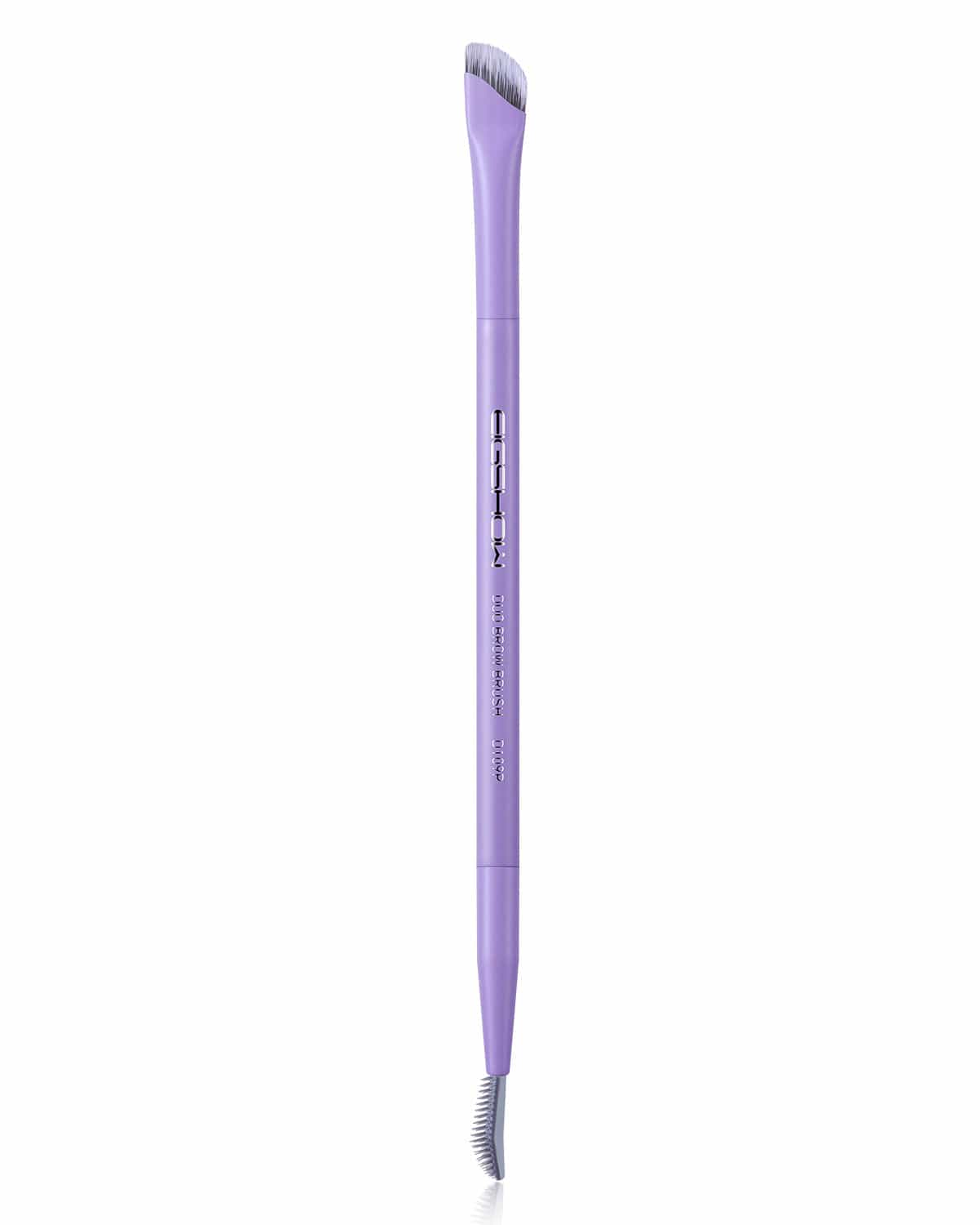 EIGSHOW Dual‑Ended Angled Eyeliner & Brow Brush – Antibacterial Fiber, Precision Tool Purple(D108P)